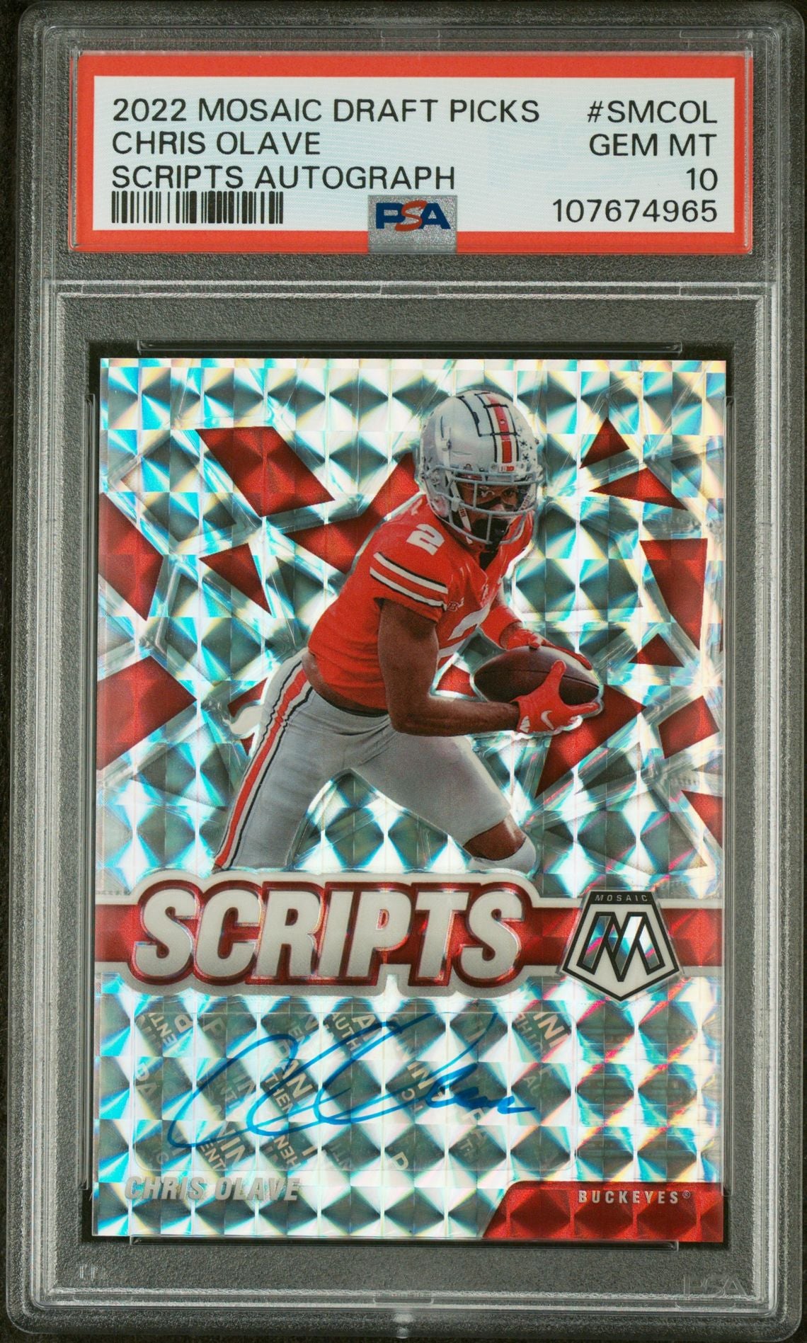 2022 Panini Mosaic Draft Pick Scripts Chris Olave #SMCOL PSA 10 Auto