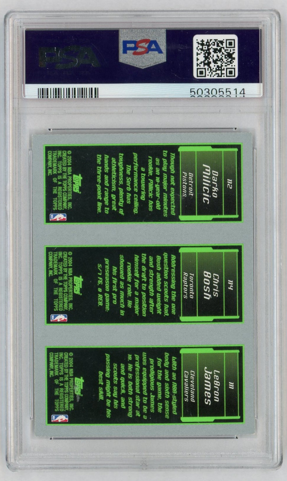 2003 Topps Rookie Matrix Darko Milicic/Lebron James/Kirk Hinrich #HJM PSA 6