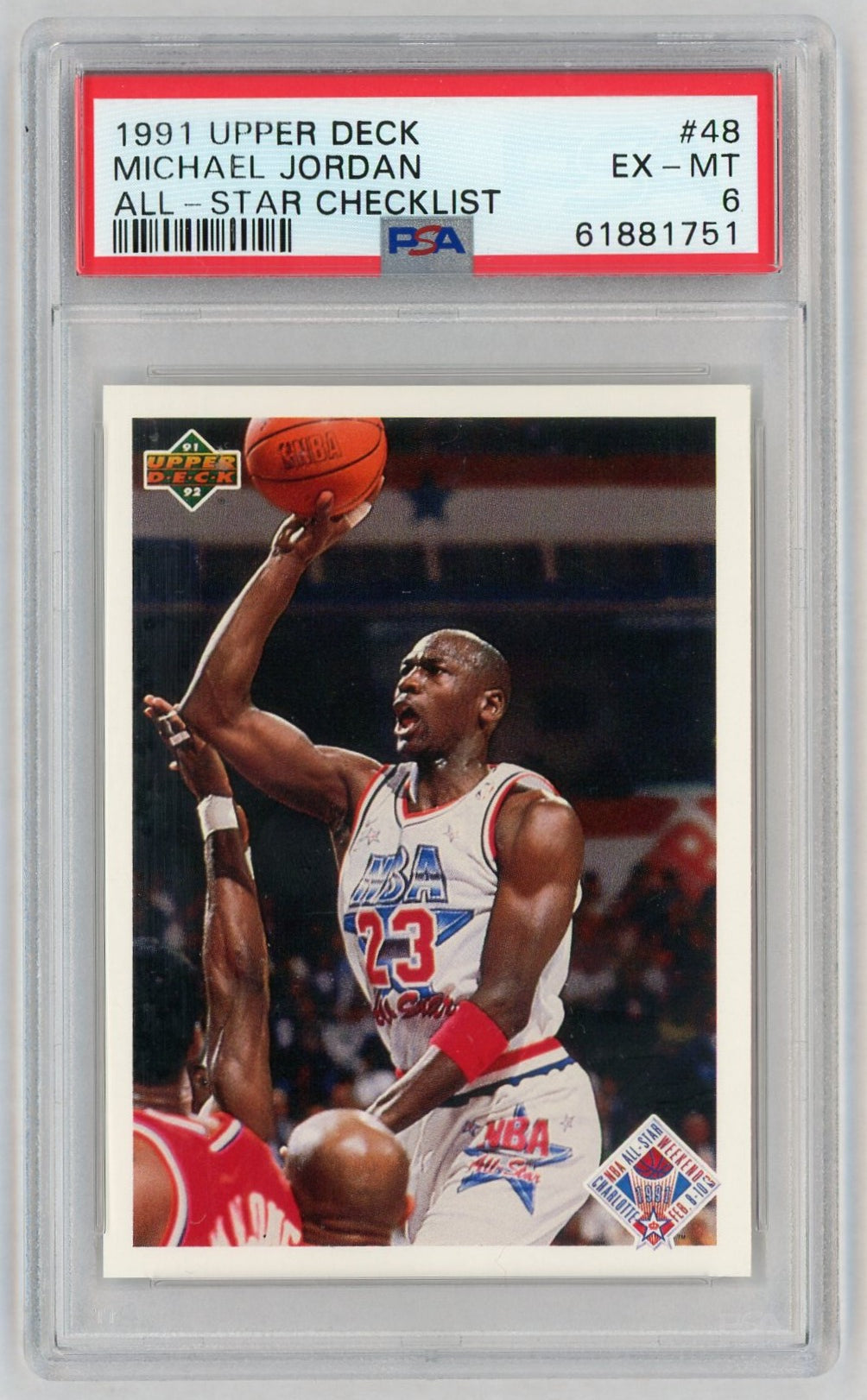 1991 Upper Deck All Star Checklist Michael Jordan #48 PSA 6