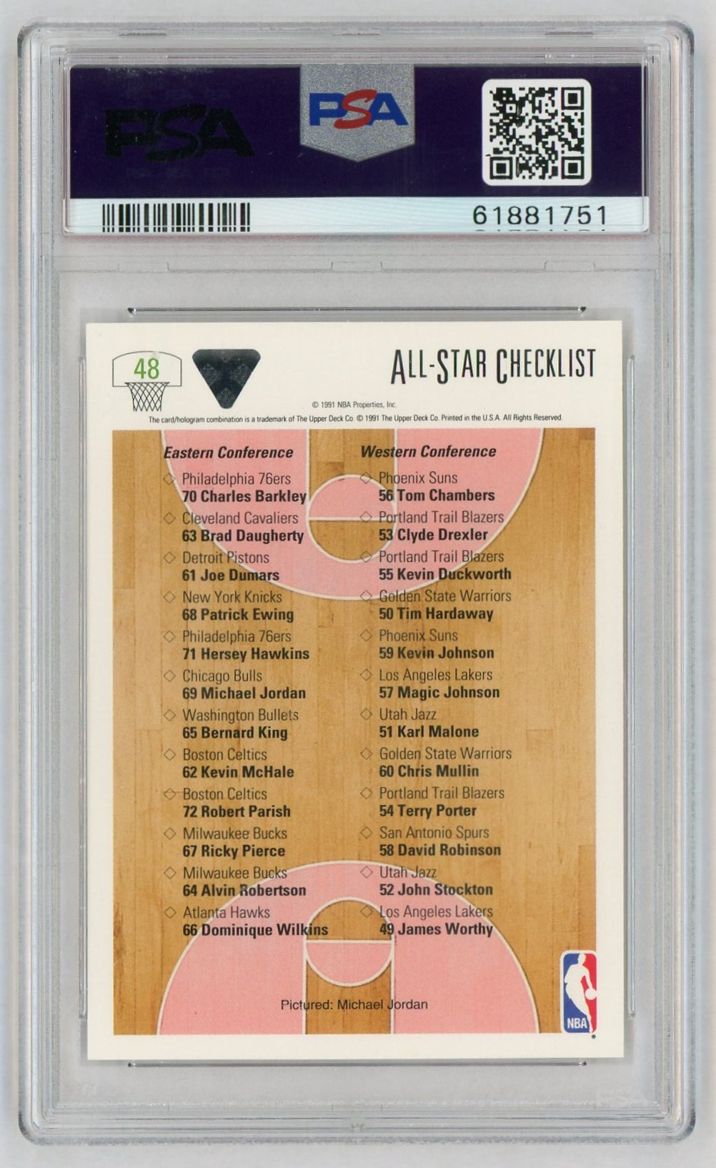 1991 Upper Deck All Star Checklist Michael Jordan #48 PSA 6