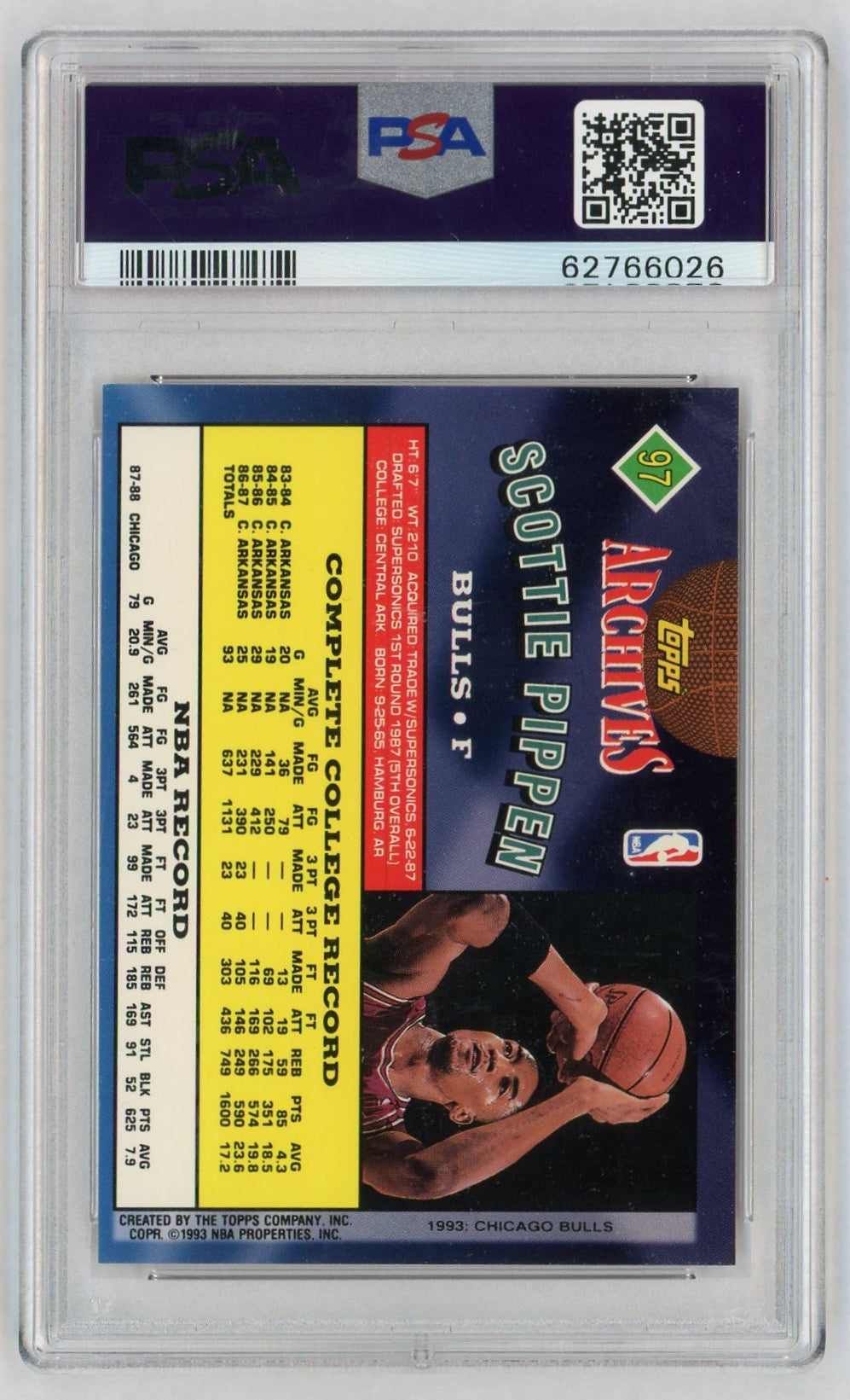 1992 Topps Archives Scottie Pippen #97 PSA 8