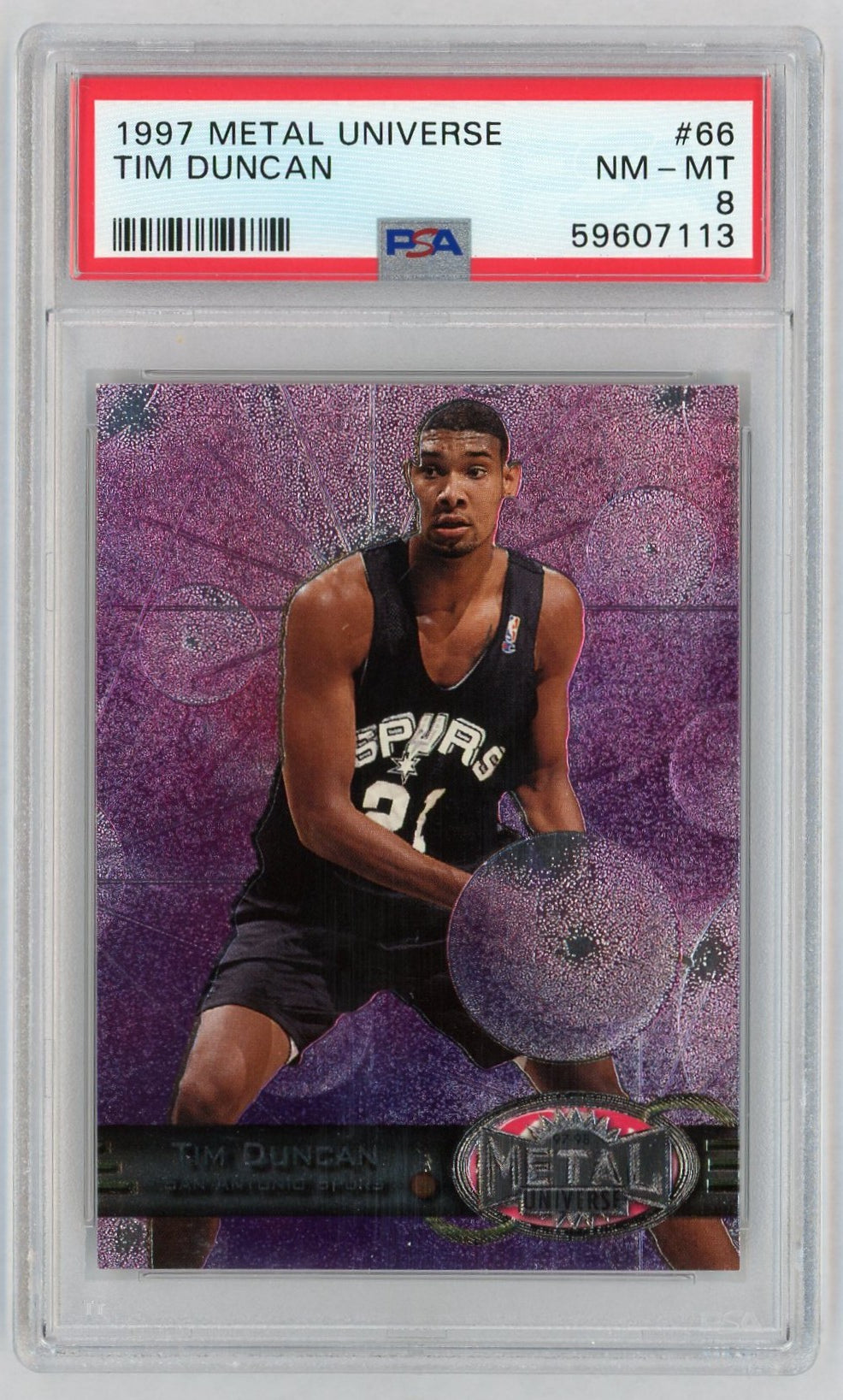 1997 Metal Universe Tim Duncan #66 PSA 8