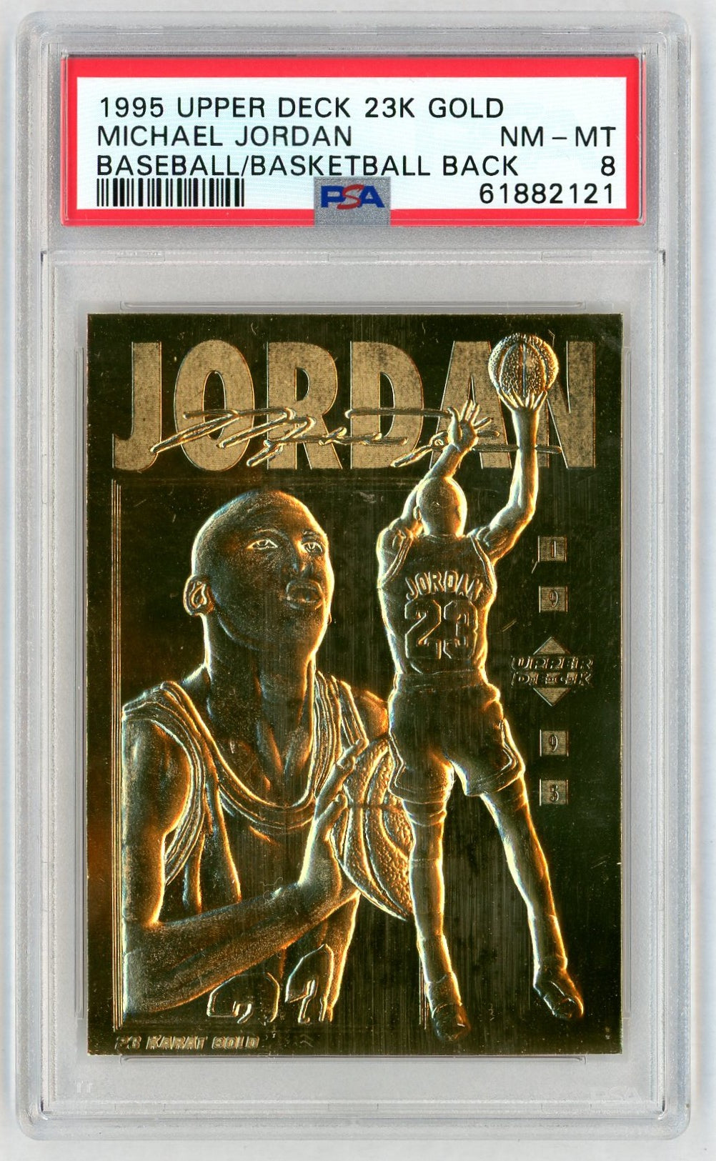 1995 Upper Deck 23k Gold Baseball Basketball Back Michael Jordan /25000 PSA 8
