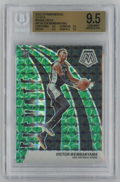 2023-24 Panini Mosaic Elevate Victor Wembanyama #18 Green Beckett 9.5