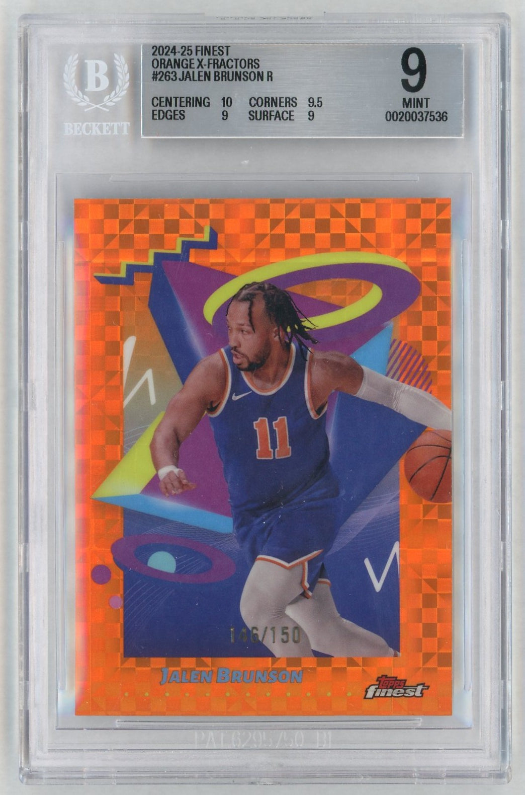 2024 Finest Orange X-Fractors Jalen Brunson #263 /150 BGS 9