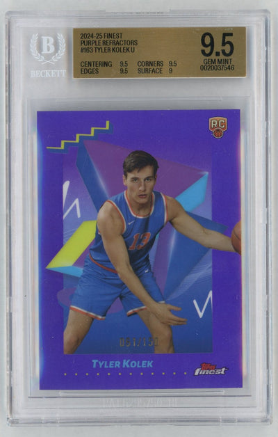 2024-25 Finest Tyler Kolek #163 Purple Refractors /150 BGS 9.5