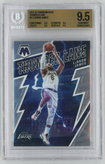 2021-22 Panini Mosaic Thunder Lane LeBron James #6 BGS 9.5