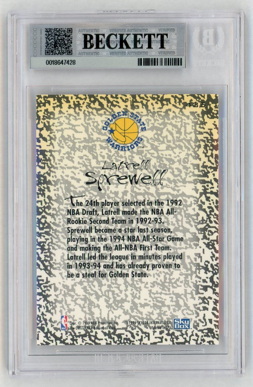 1994-95 NBA Hoops SkyBox #435 Latrell Sprewell Gold Mine BGS 9