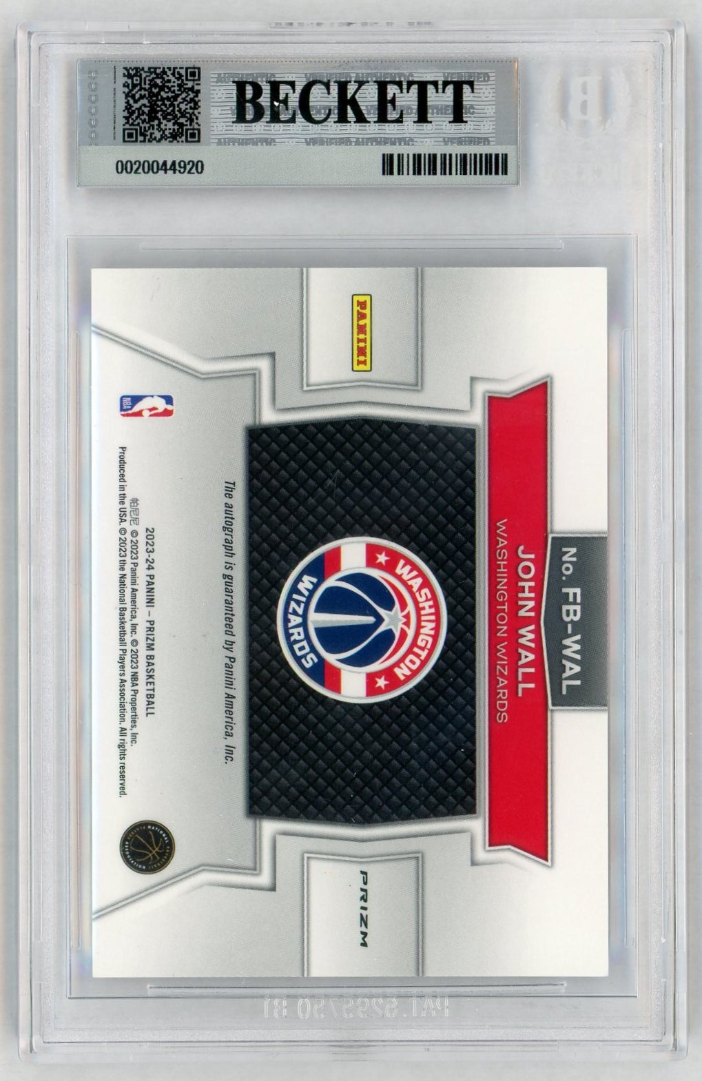 2023-24 Prizm #FB-JWAL John Wall Fast Break Auto BGS 9 Auto 10