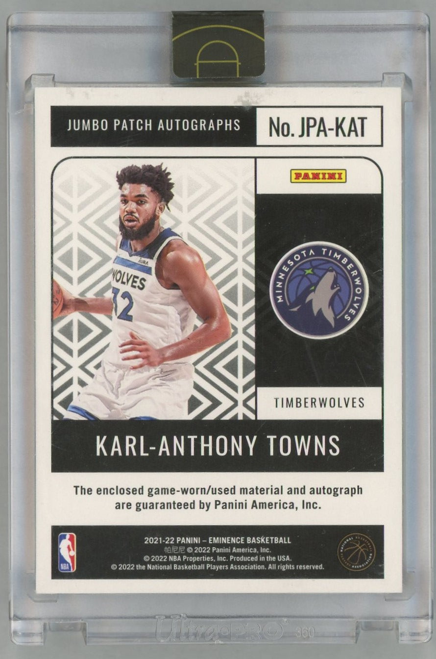 2021-22 Eminence #JPA-KAT Karl-Anthony Towns Game-Used Patch Auto /10 Sealed