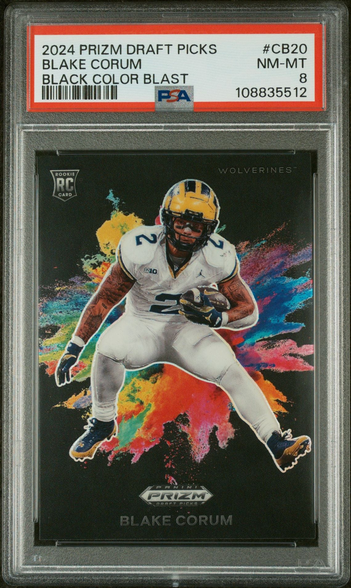 2024 Panini Prizm Draft Picks Black Color Blast Blake Corum #CB20 PSA 8 RC
