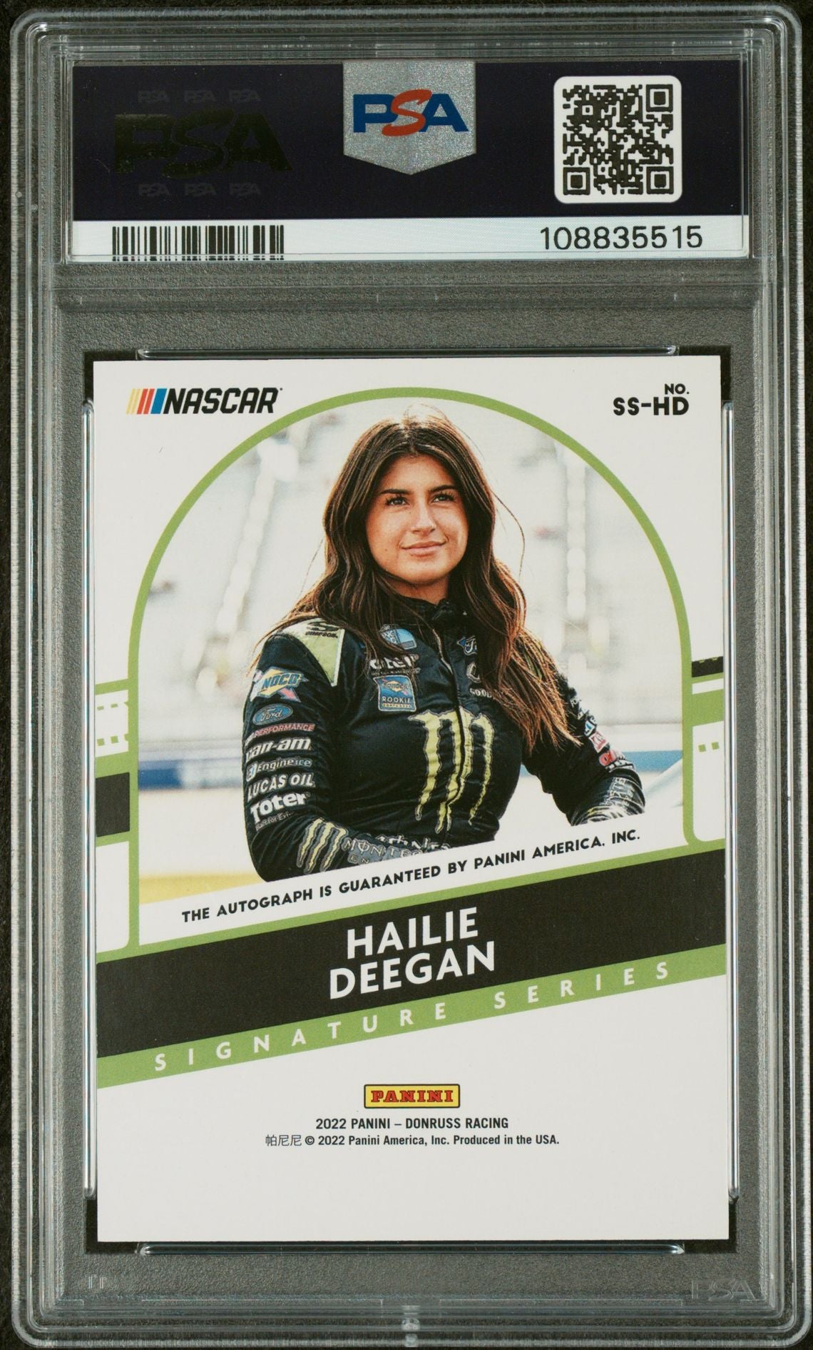 2022 Panini Donruss Racing Nascar Signature Series #SS-HD Hailie Deegan PSA 10