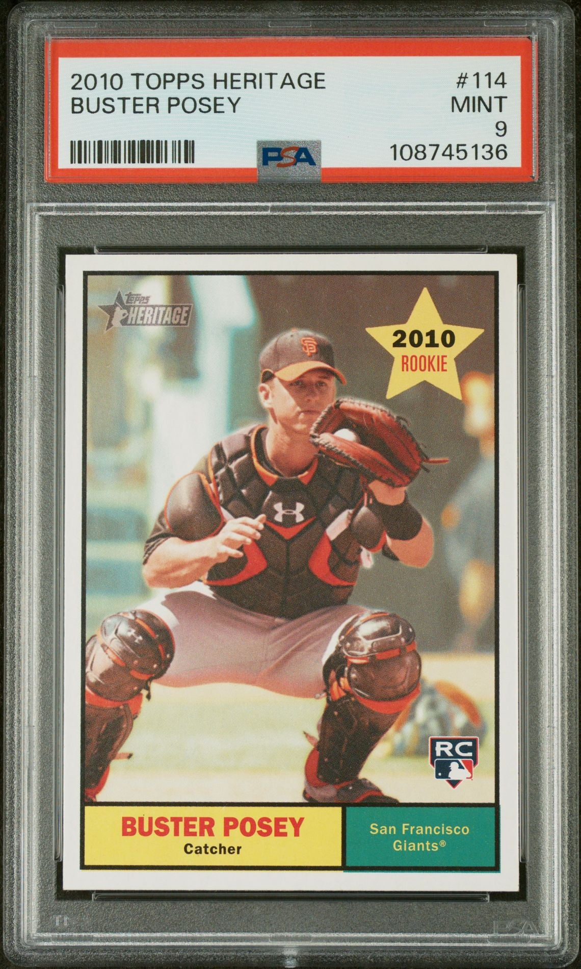 2010 Topps Heritage Buster Posey #114 PSA 9 RC Rookie
