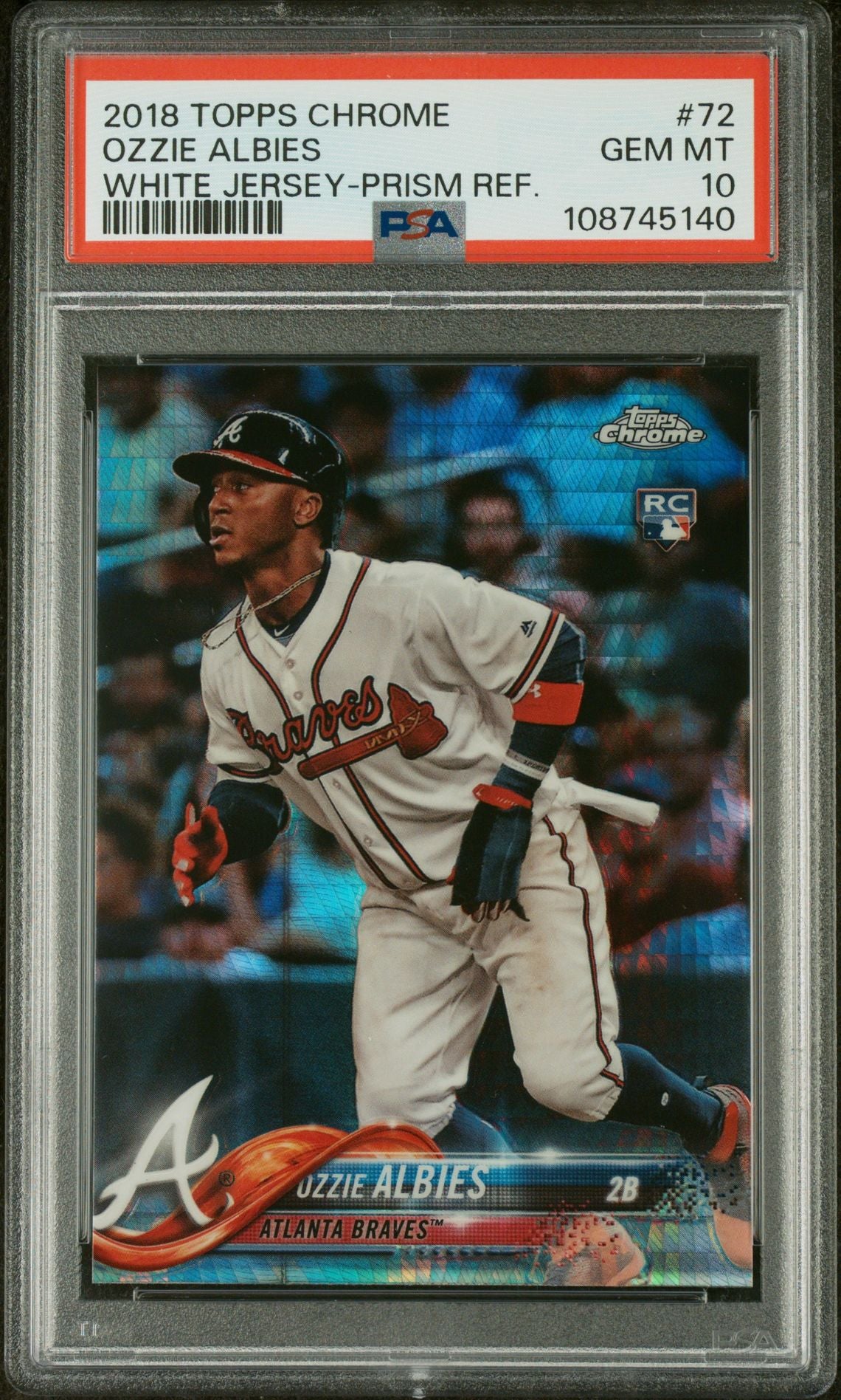 2018 Topps Chrome Ozzie Albies White Jersey #72 PSA 10 RC