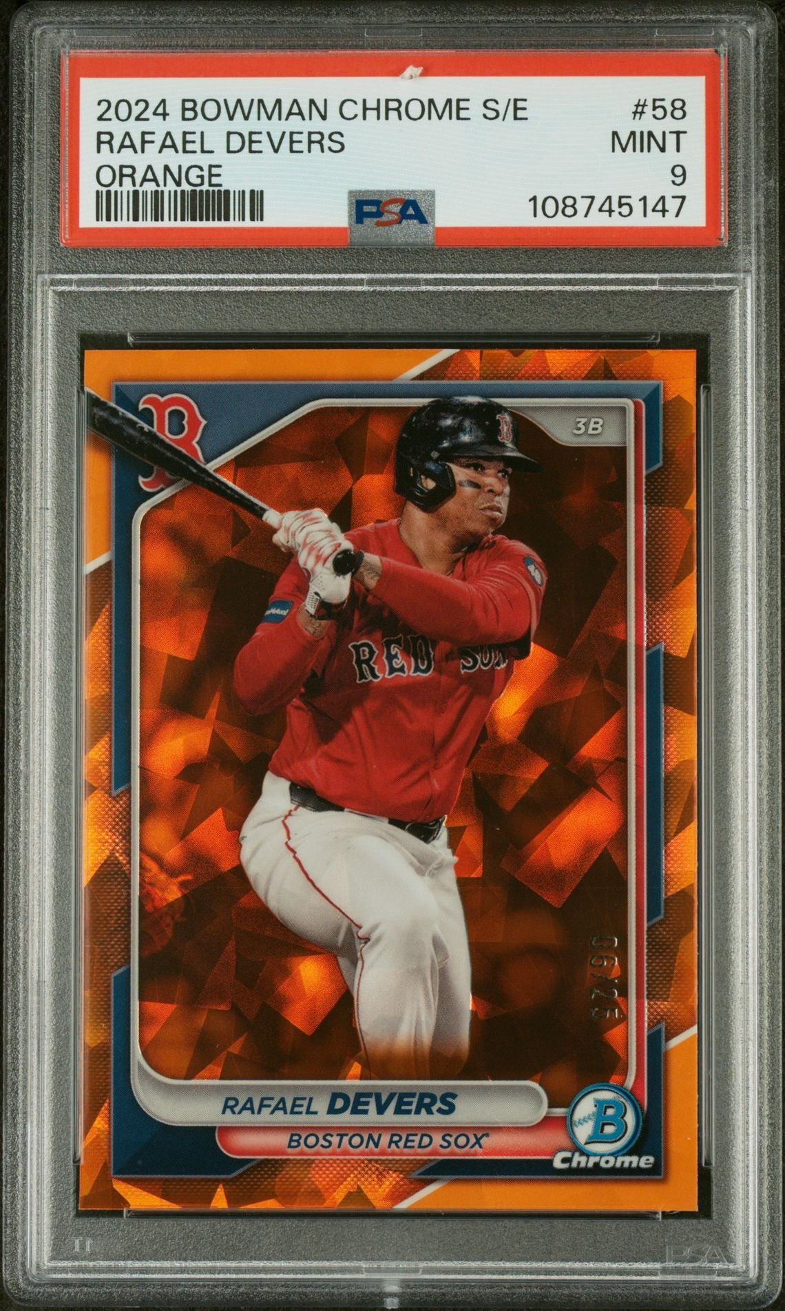 2024 Bowman Chrome SE Orange Rafael Devers #58 /25 PSA 9