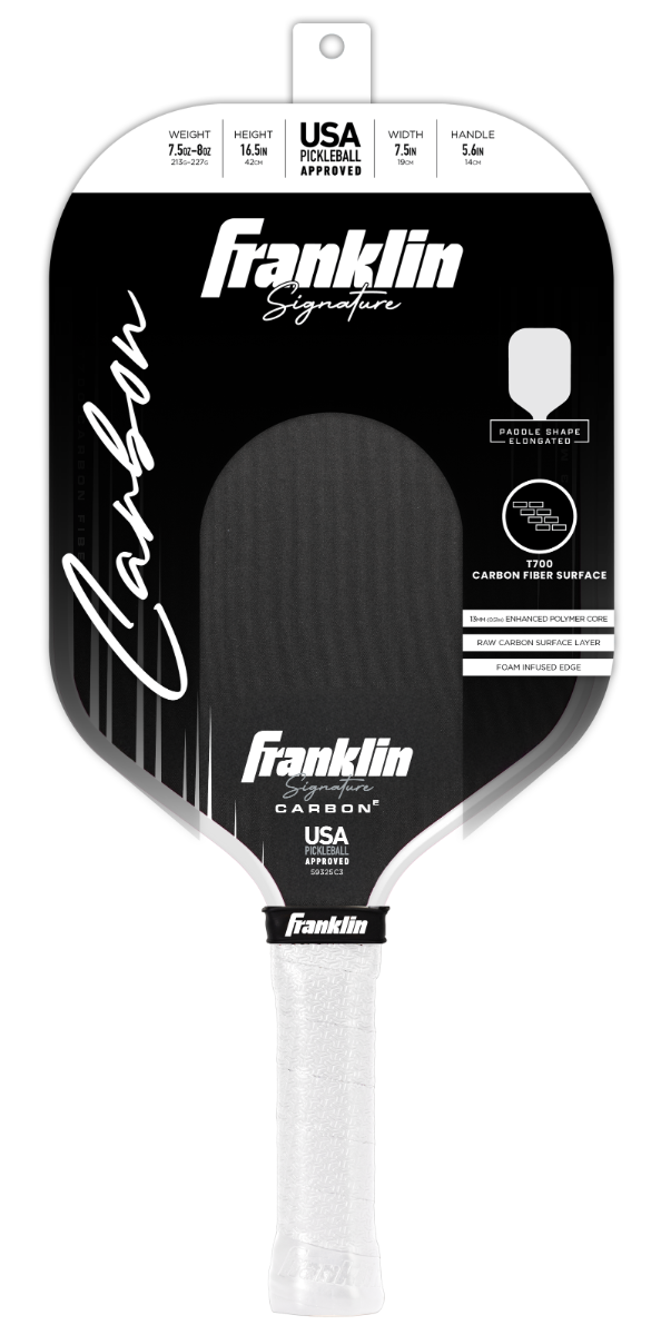 Franklin Sports USA Pickleball Signature Carbon Series Paddle - Elongated 13mm