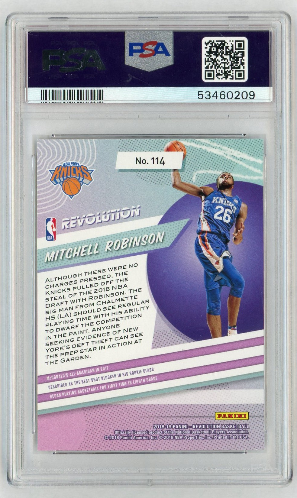 2018 Panini Revolution Mitchell Robinson #114 PSA 10