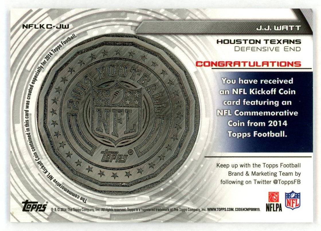 2014 Topps NFL Kickoff Coin J.J. Watt #NFLKC-JW