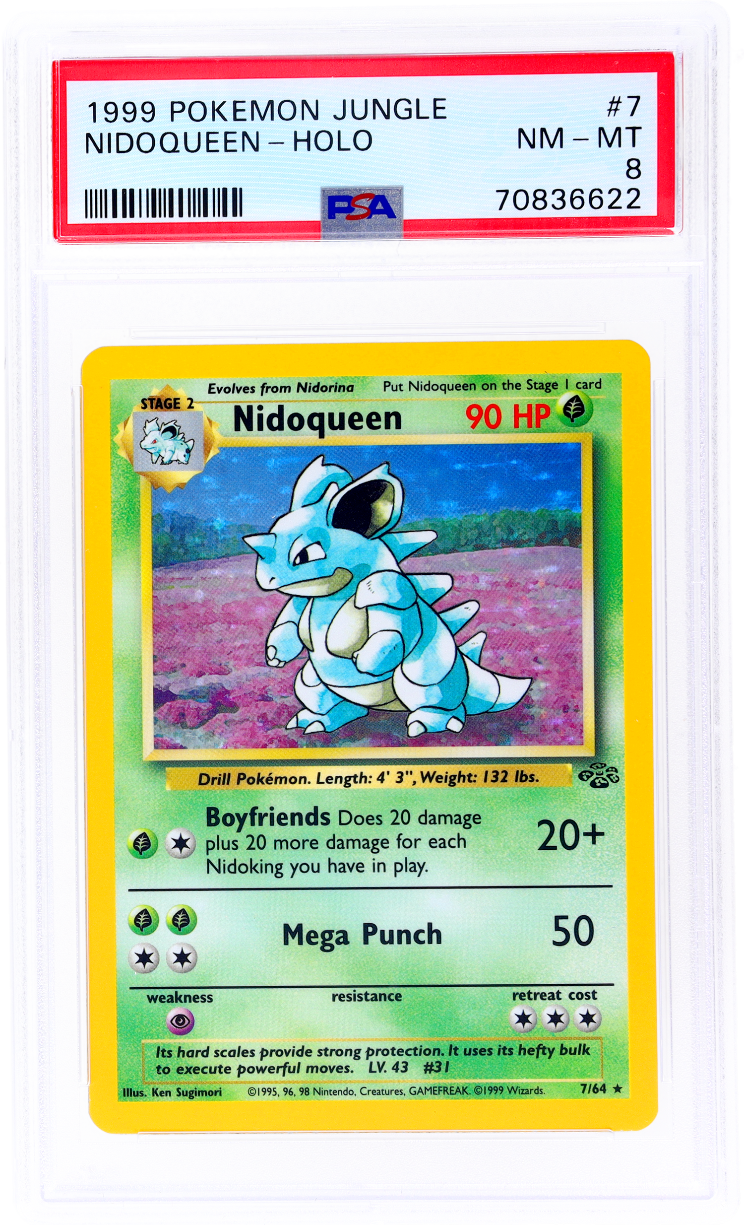 1999 Pokemon Jungle Holo Nidoqueen #7A PSA 8