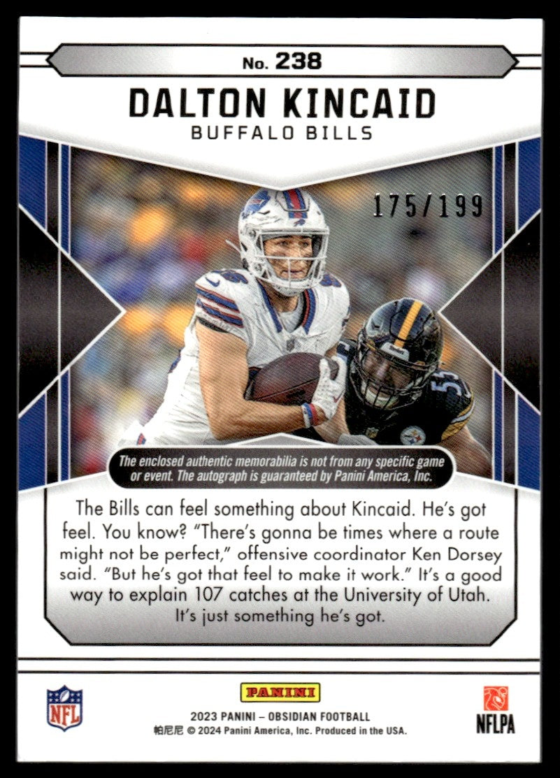2023 Panini Obsidian Dalton Kincaid #238 RC RPA /199