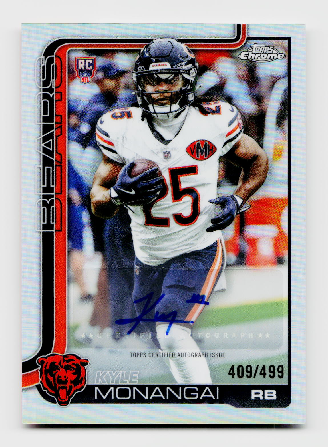 2025 Topps Chrome #RA-KYM Kyle Monangai Rookie RC Variation Refractor Auto /499