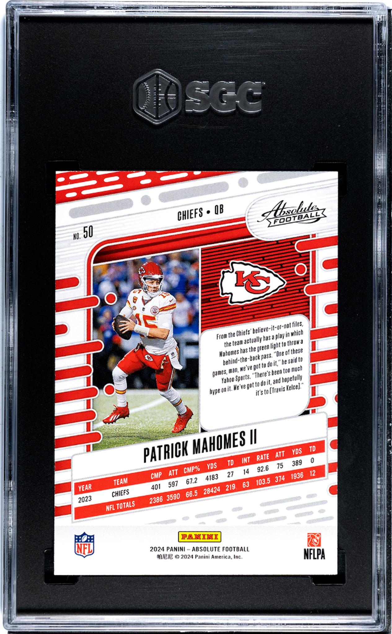 2024 Panini Absolute #50 Patrick Mahomes II Retail SGC 10
