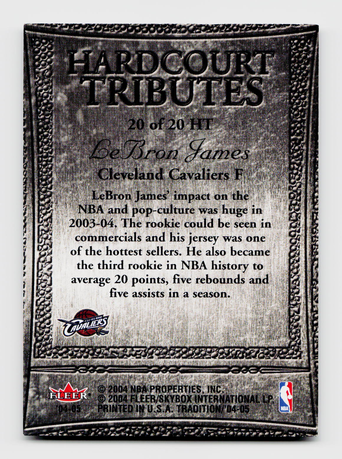 2004 Fleer Tradition Hardcourt Tributes LeBron James #20 of 20 HT
