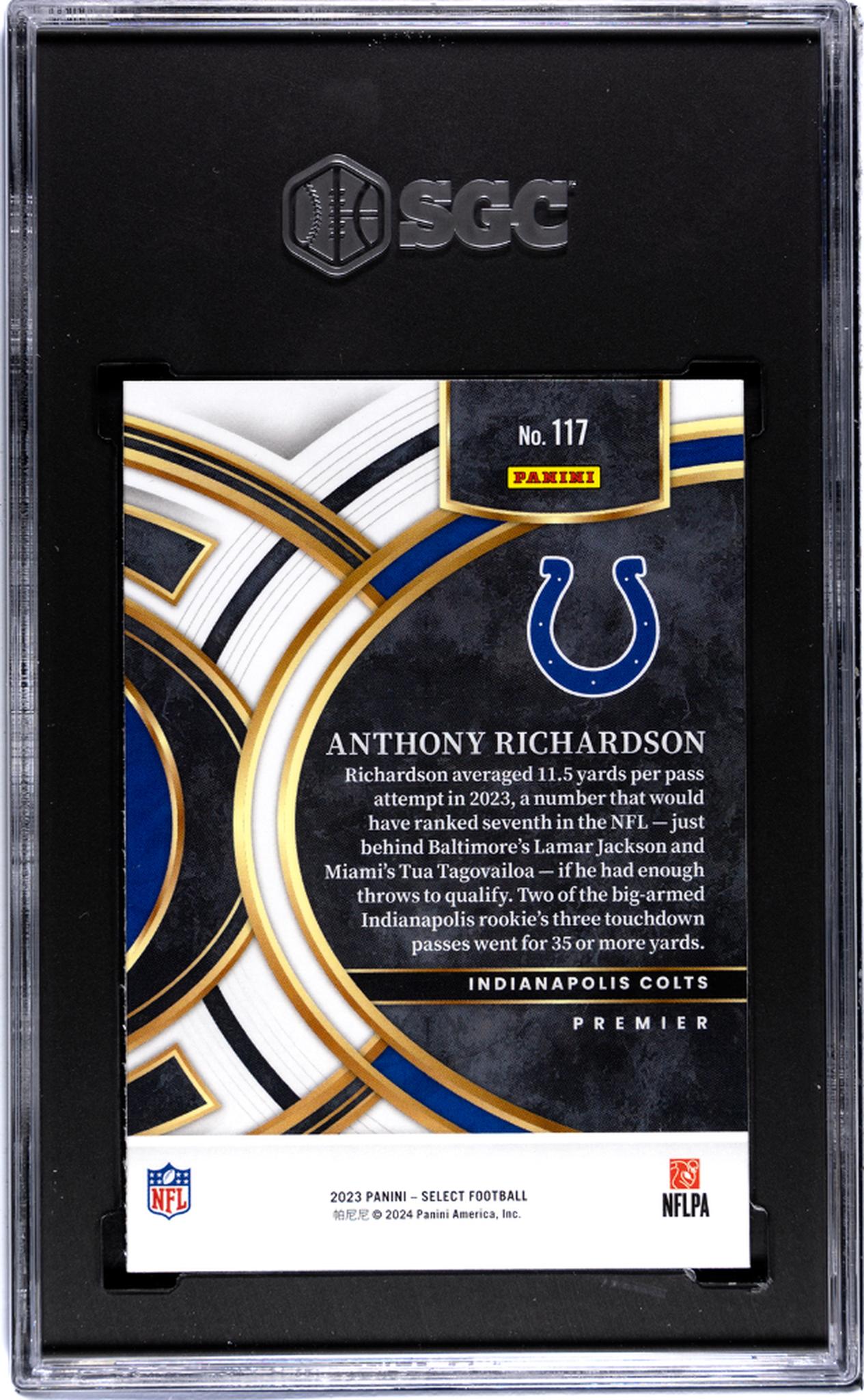 2023 Panini Select Anthony Richardson #117 RC SGC 8