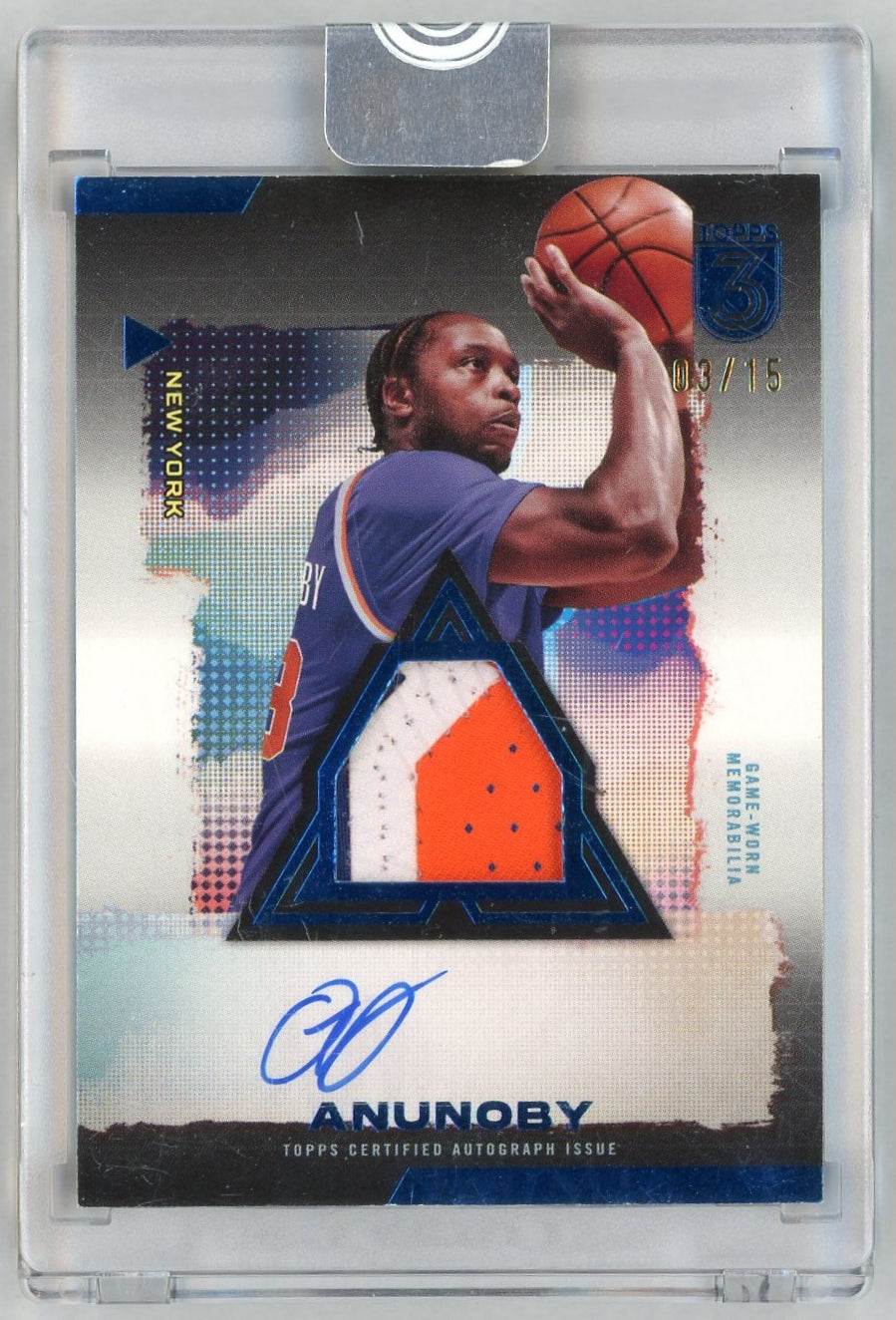 2024 Topps 3 #RP-0A OG Anunoby Prime Veteran Game-Used Number Patch Auto /15