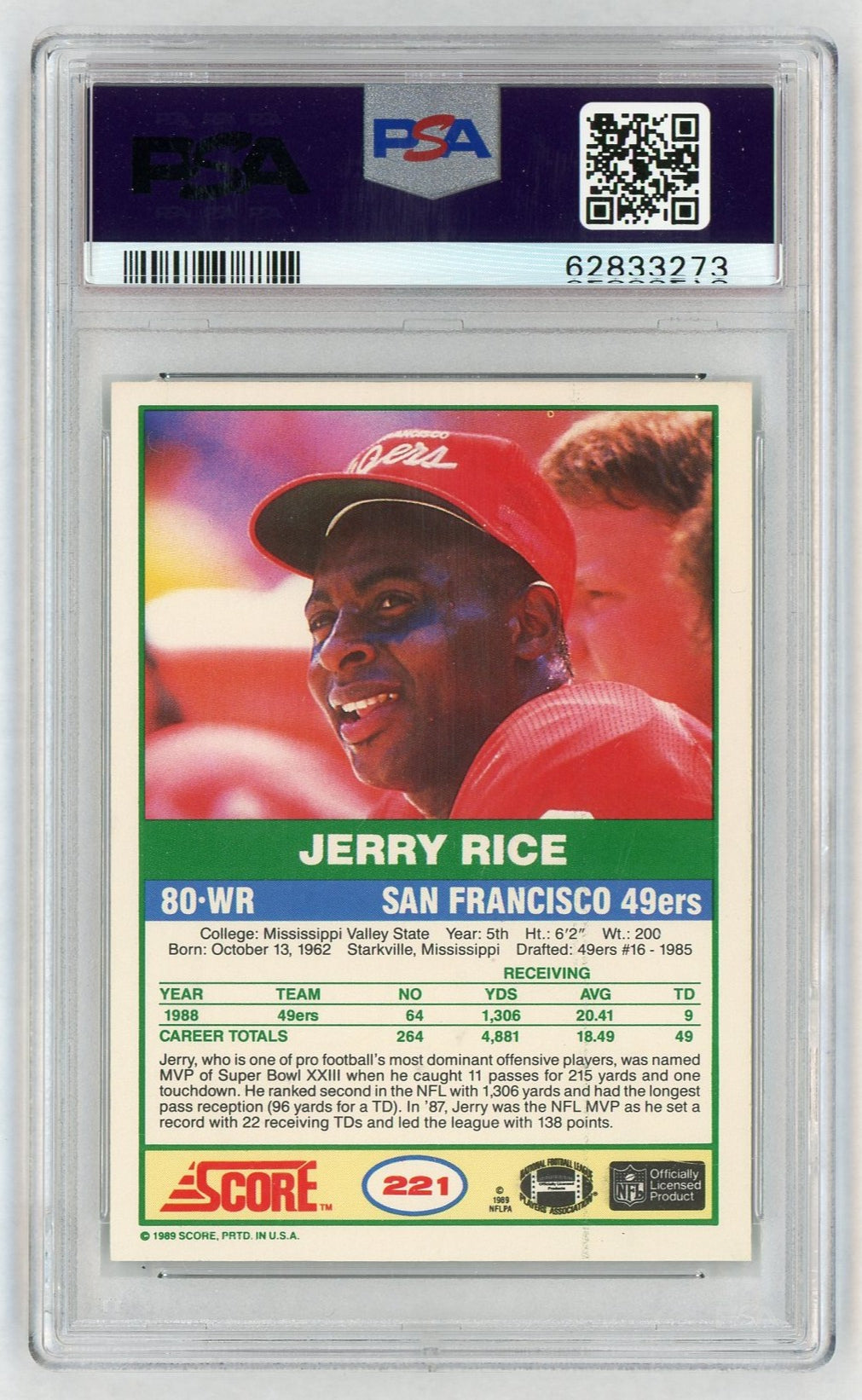 1989 Score Jerry Rice #221 PSA 5