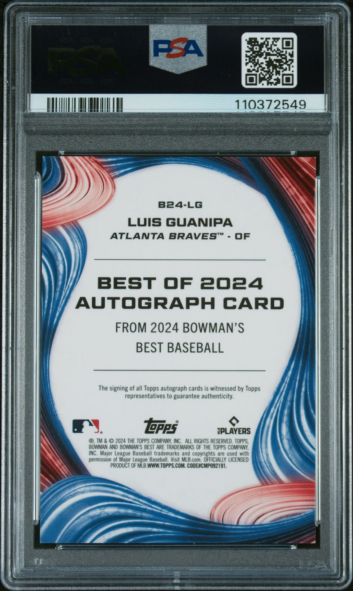2024 Bowman's Best Gold Refractor Luis Guanipa #B24LG Auto /50 PSA 10