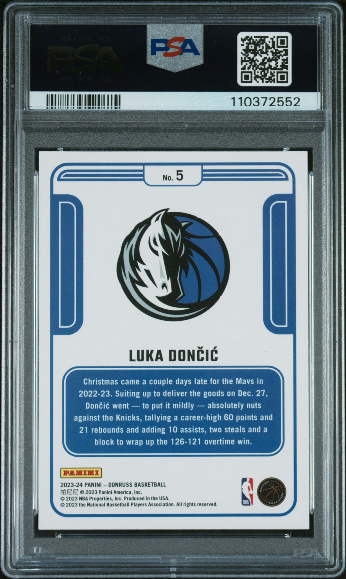 2023 Panini Donruss Yellow Laser Luka Doncic #5 /10 PSA 10