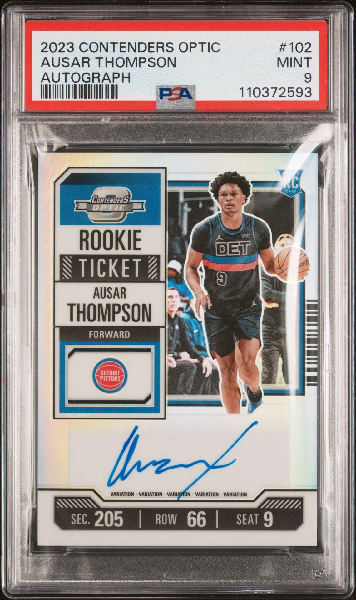 2023 Panini Contenders Optic Ausar Thompson #102 RC Auto PSA 9