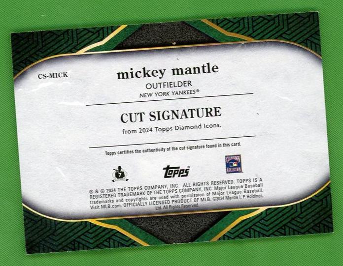 2024 Topps Diamond Icons Mickey Mantle Cut Signature 1/1