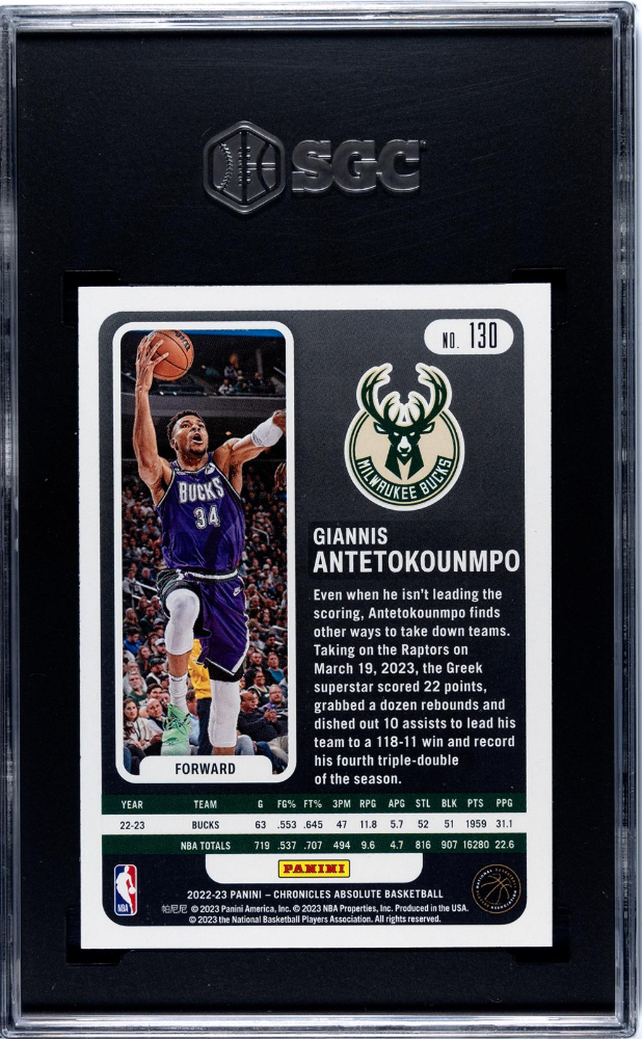 2022-23 Panini Chronicles Absolute Giannis Antetokounmpo #130 SGC 9