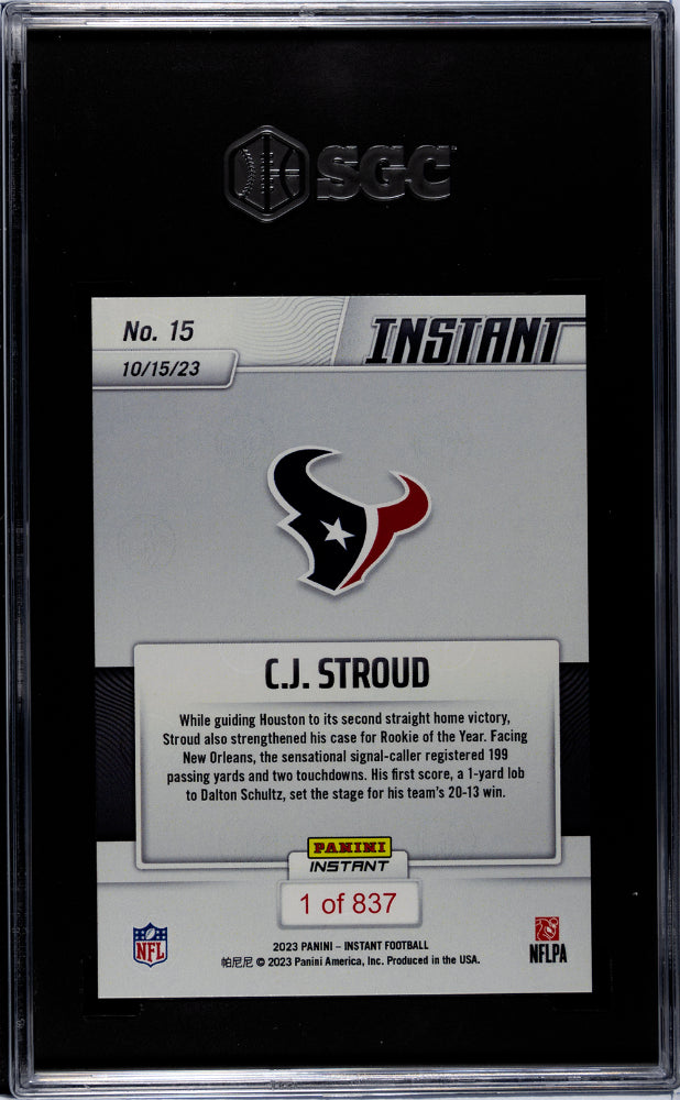 2023 Panini Instant #15 C.J. Stroud  Rookie 1  SGC 9