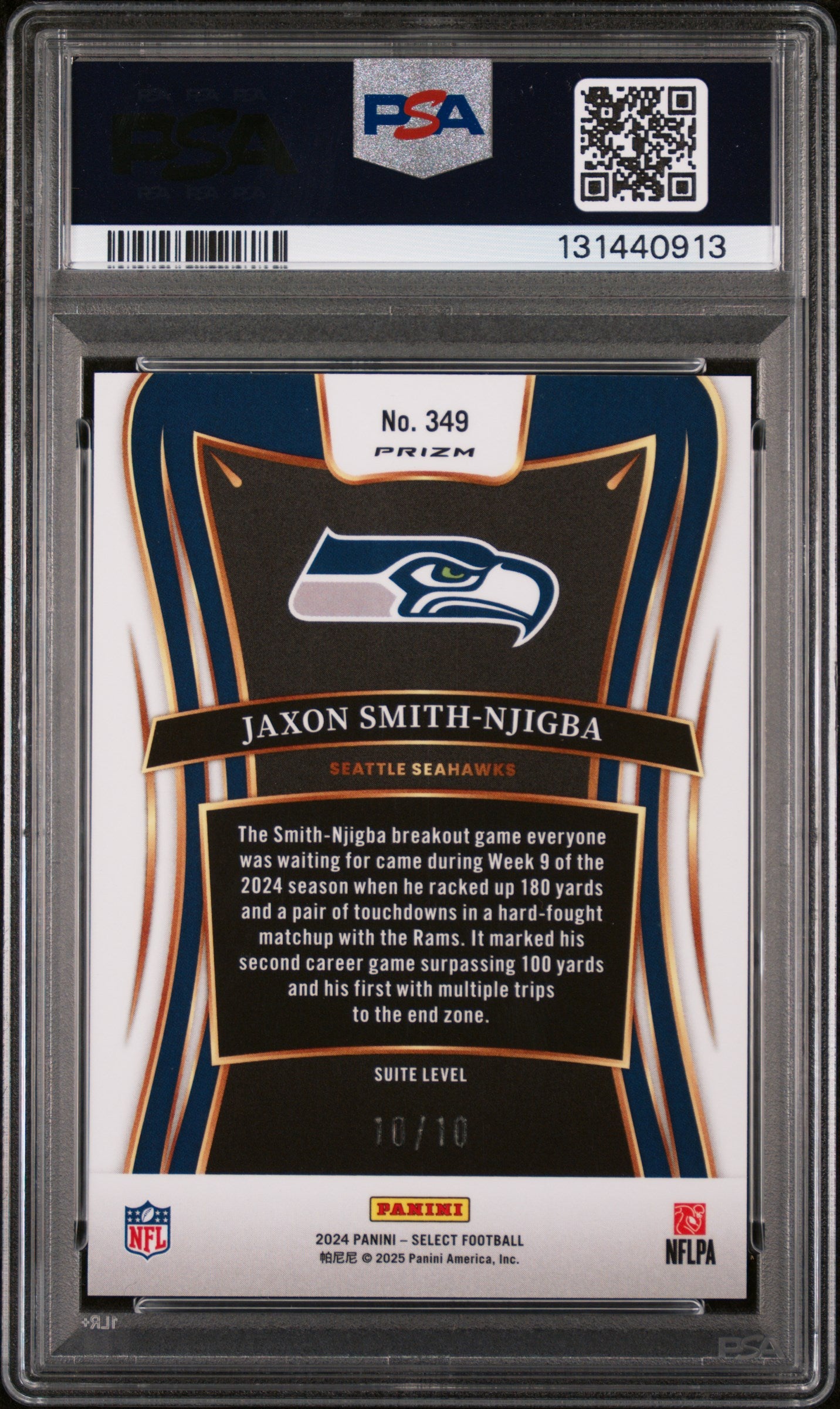 2024 Panini Select Gold Dragon Scale Jaxon Smith-Njigba #349 10/10 PSA 10