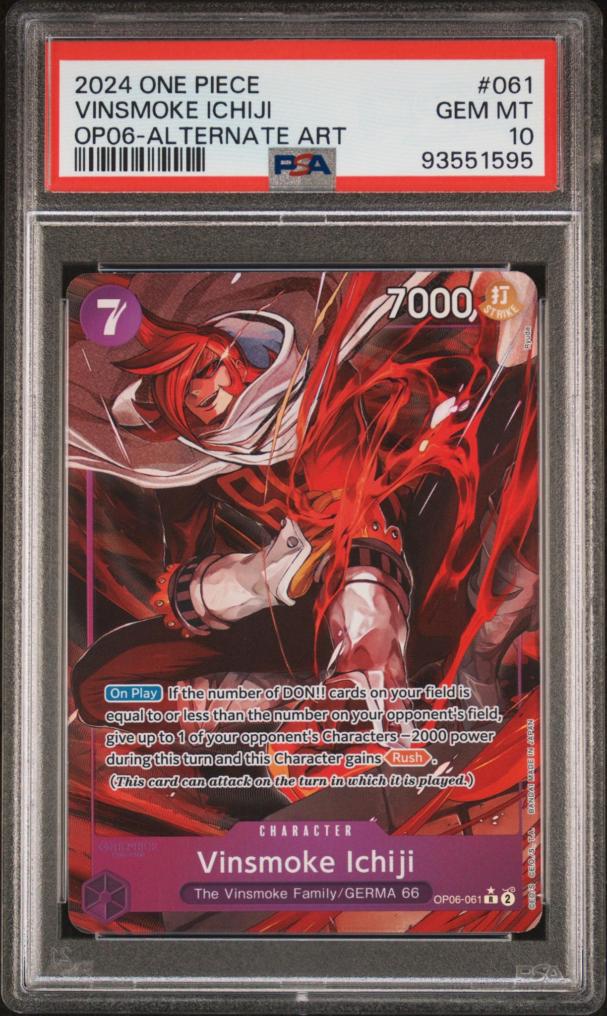 2024 One Piece Wings of the Captain Op06-Alternate Art Vinsmoke Ichiji #61 PSA 10
