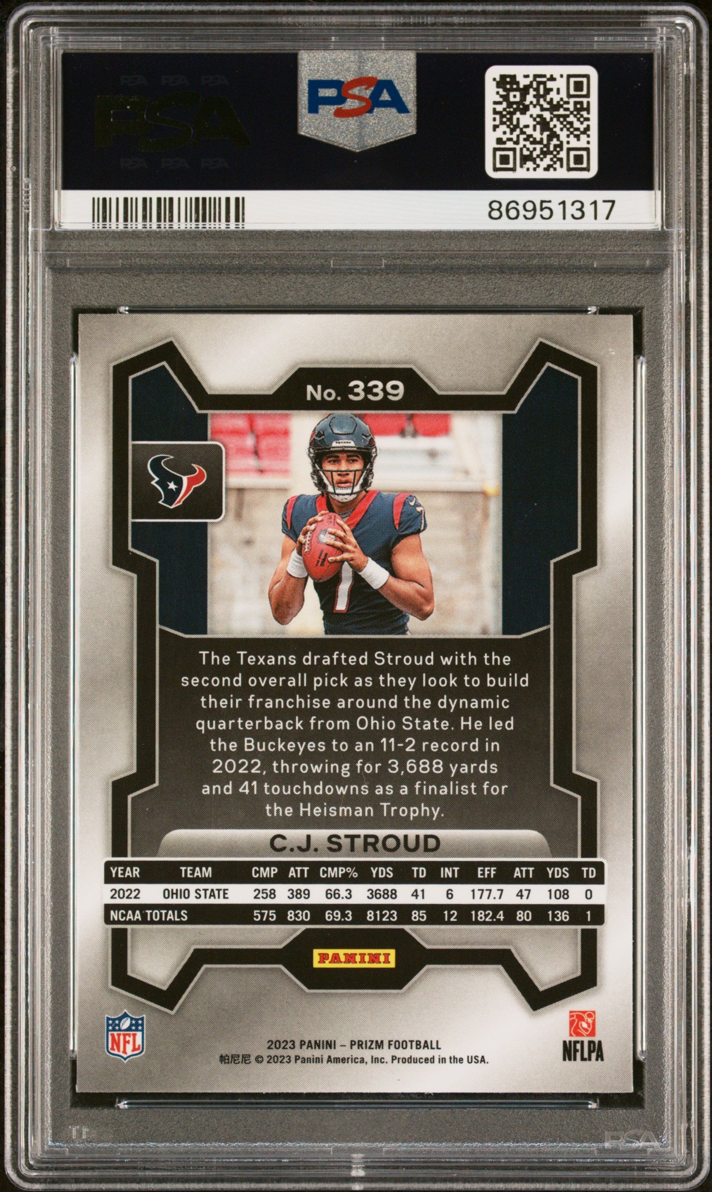 2023 Panini Prizm CJ Stroud #339 PSA 10