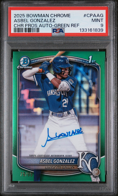 2025 Bowman Chrome Asbel Gonzalez #CPA-AG Green Refractor Auto /99 PSA 9
