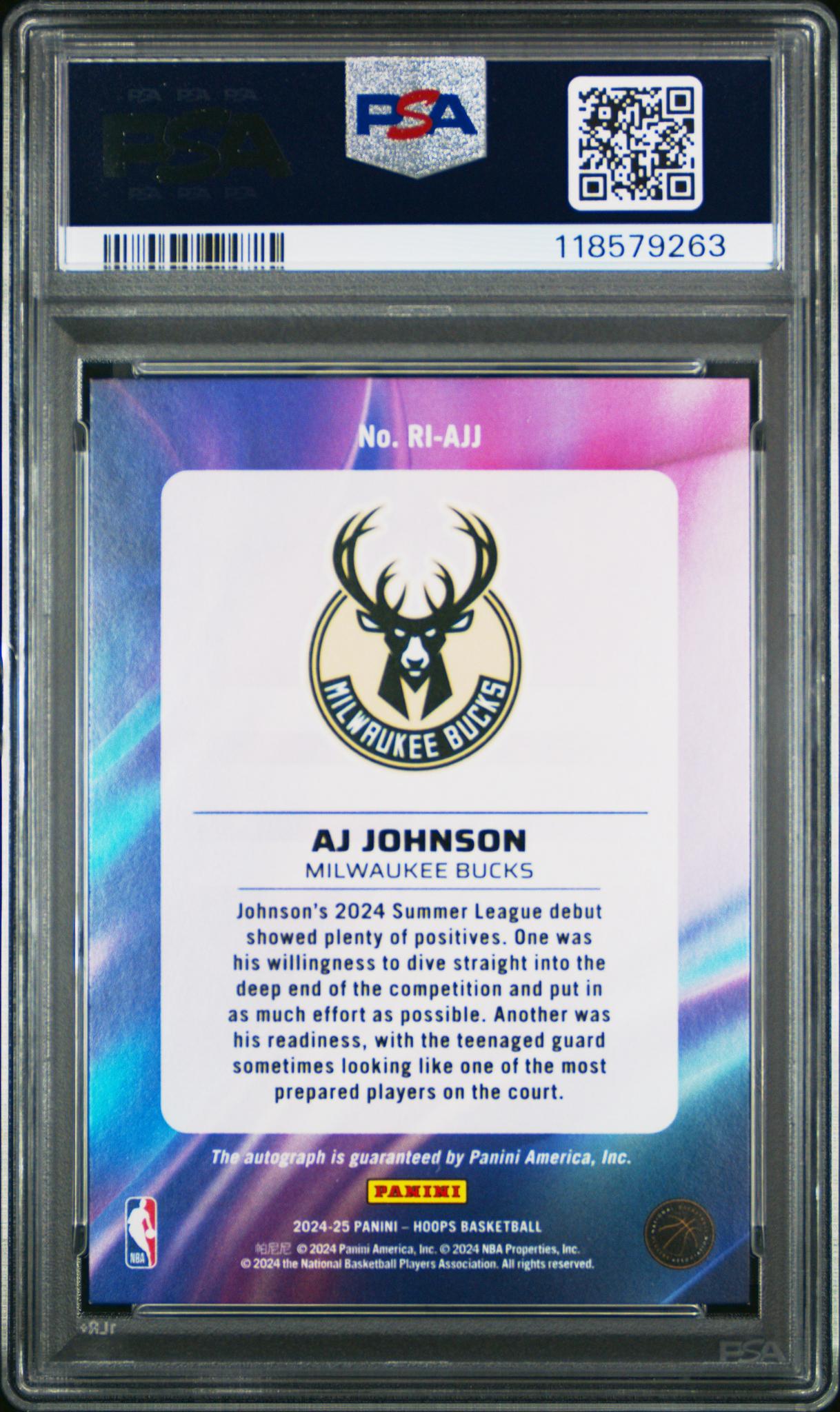 2024 Panini NBA Hoops Rookie Ink Aj Johnson #RIAJJ PSA 9