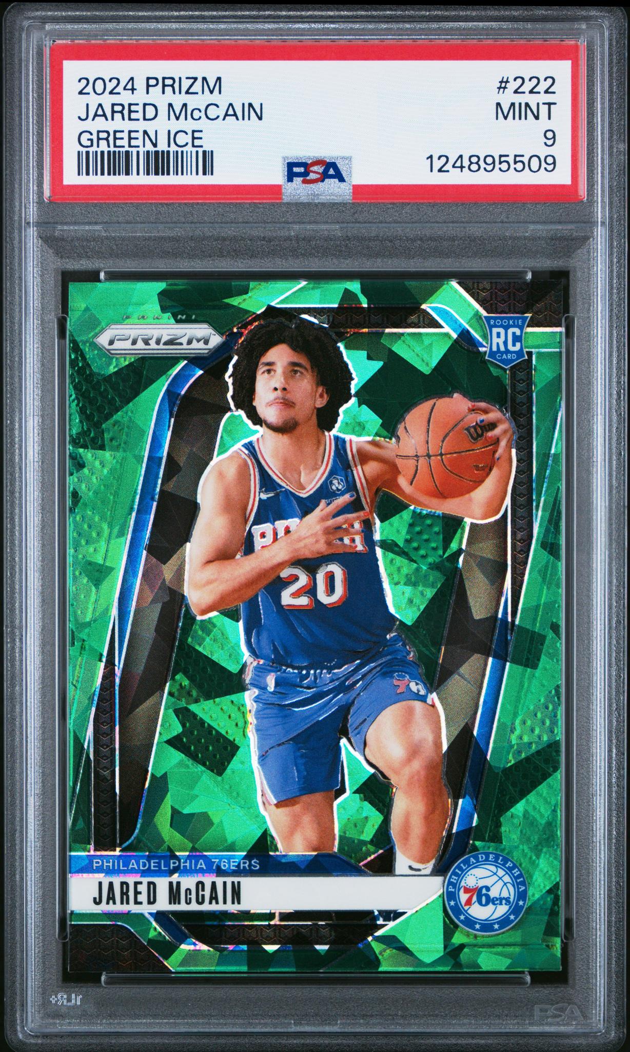 2024 Panini Prizm Green Ice Prizm Jared Mccain #222 PSA 9