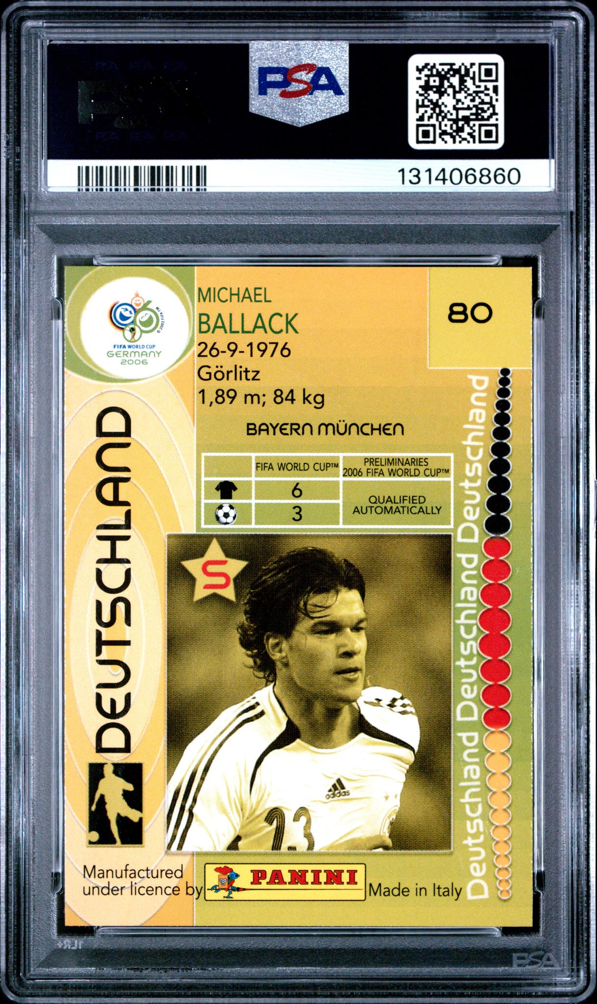 2006 Panini Fifa World Cup Germany Michael Ballack #80 PSA 9