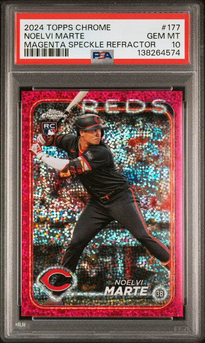 2024 Topps Chrome Magenta Speckle Refractor Noelvi Marte #177 PSA 10