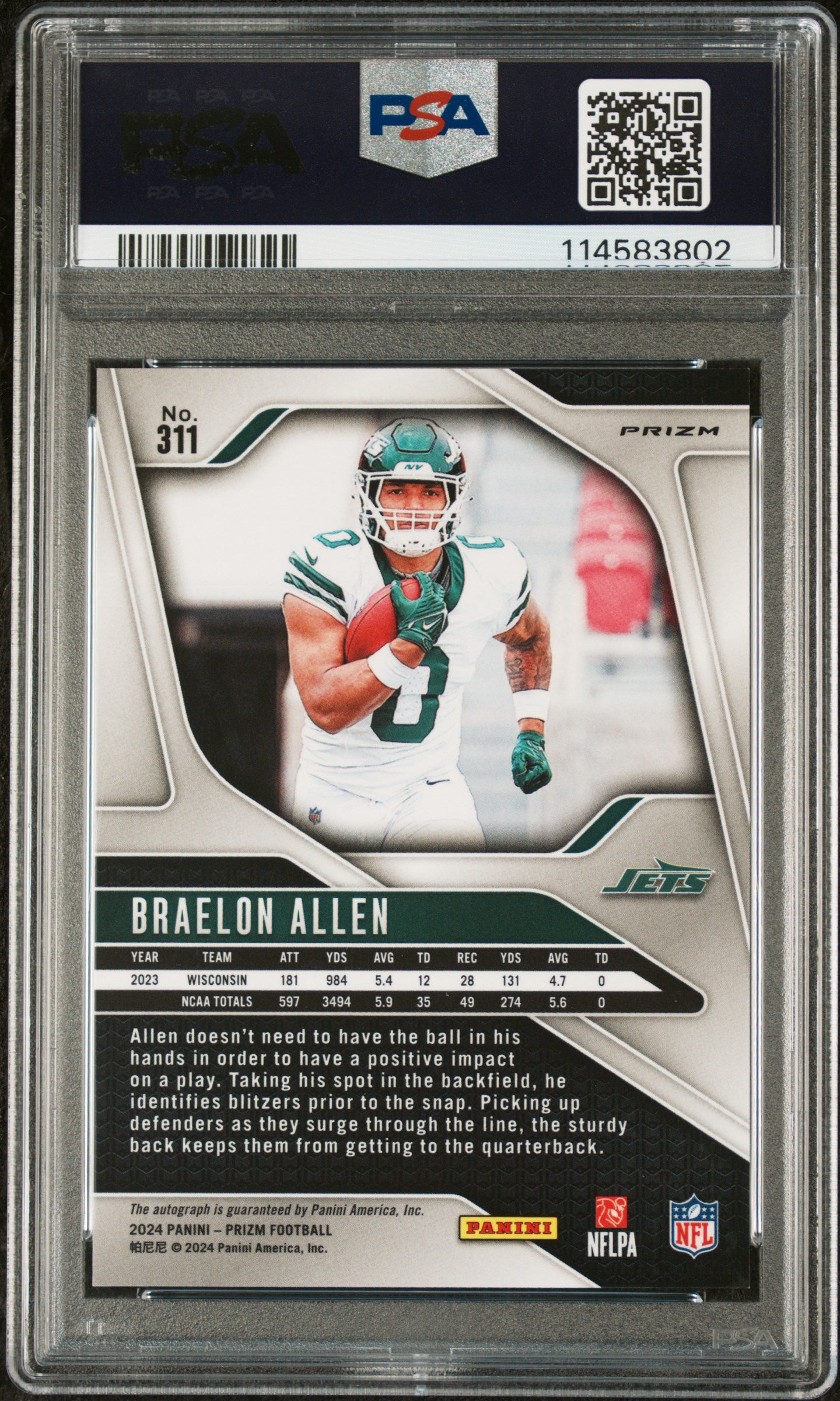 2024 Panini Prizm Silver Braelon Allen #311 PSA 9