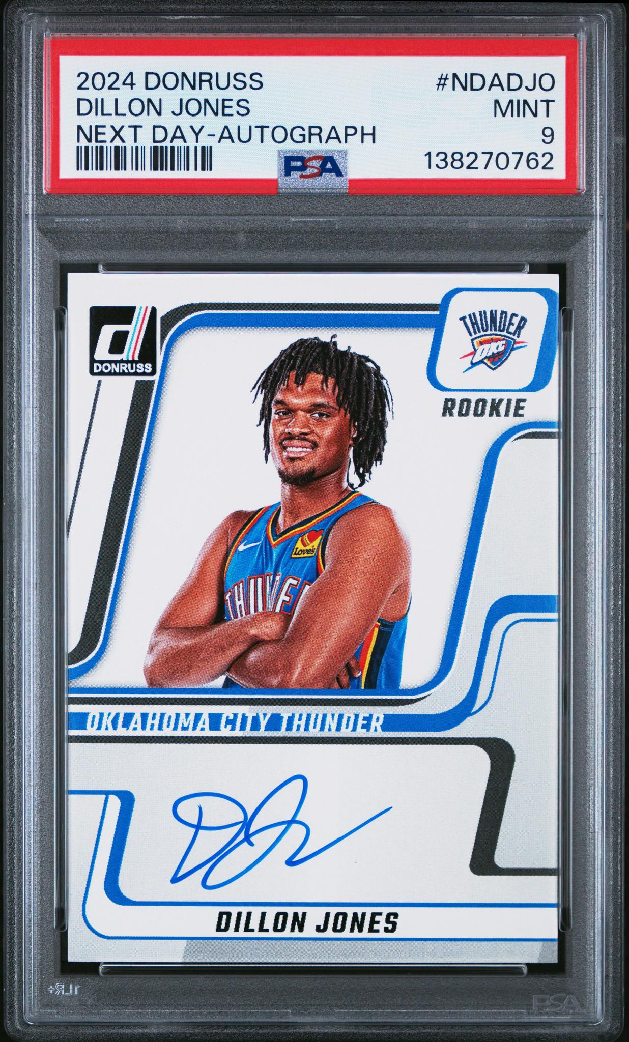 2024 Panini Donruss Next Day Autograph Dillon Jones #NDADJO PSA 9