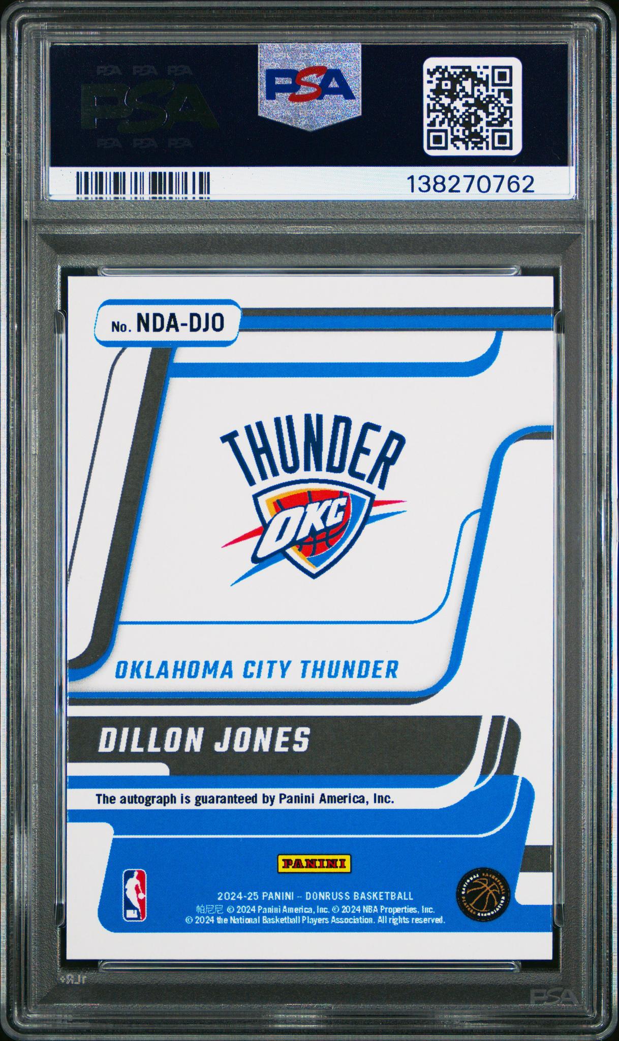 2024 Panini Donruss Next Day Autograph Dillon Jones #NDADJO PSA 9