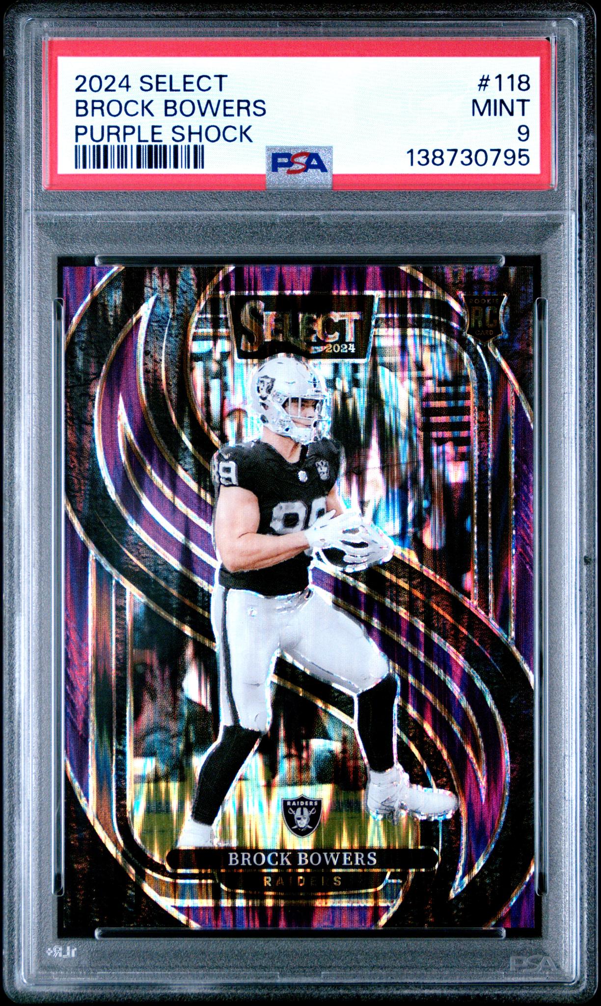2024 Panini Select Purple Shock Brock Bowers #118 /360 PSA 9