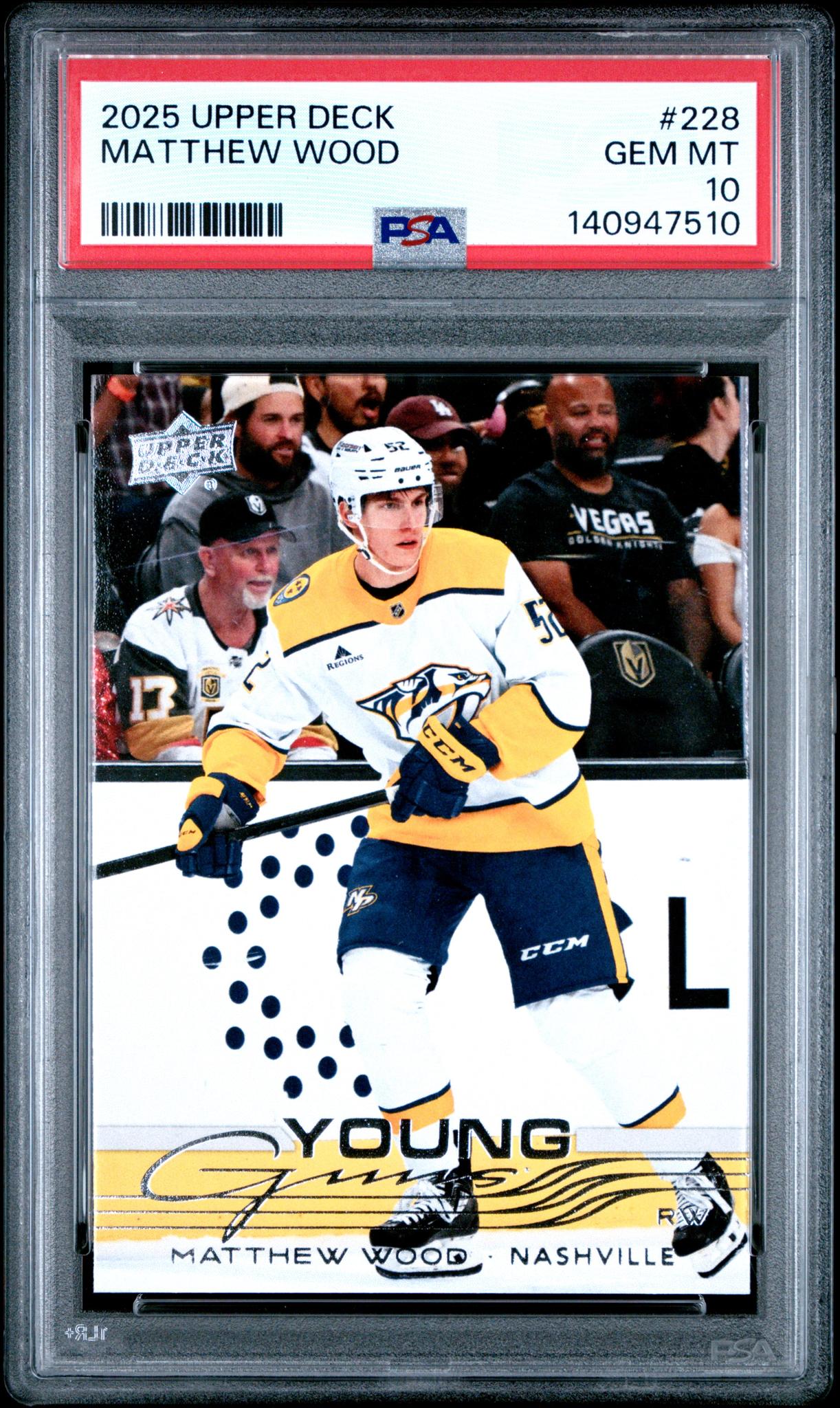 2025 Upper Deck Young Guns Matthew Wood #228 PSA 10
