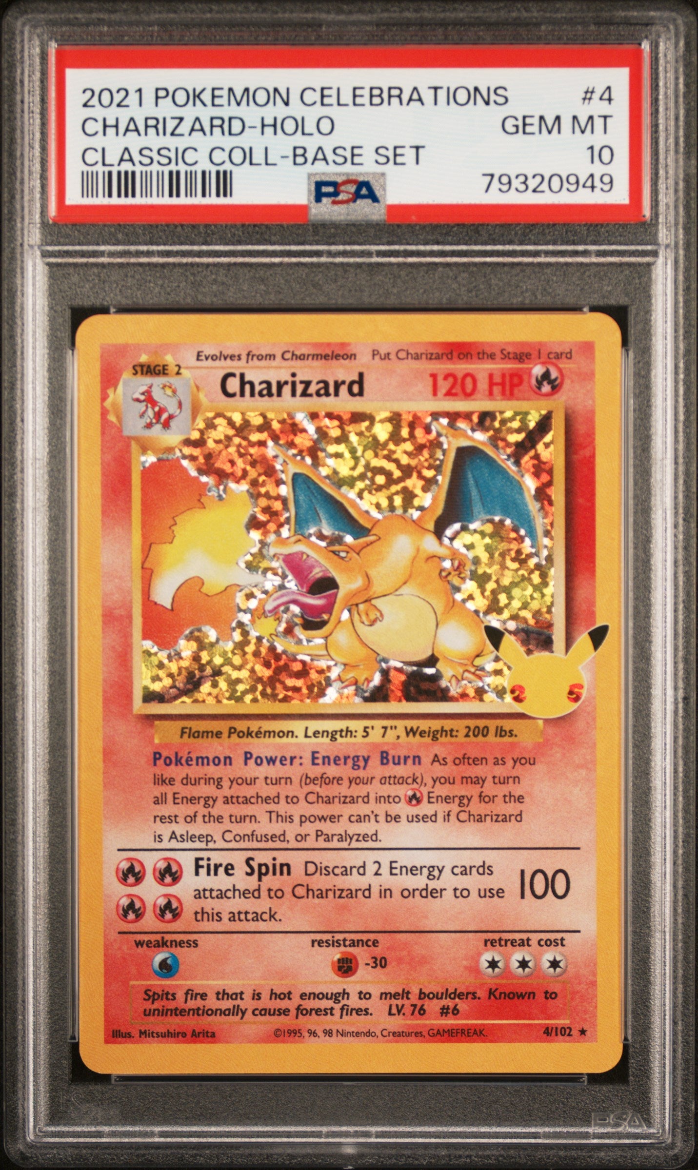 2021 Pokemon Celebrations Classic Collection Holo Charizard #4 PSA 10